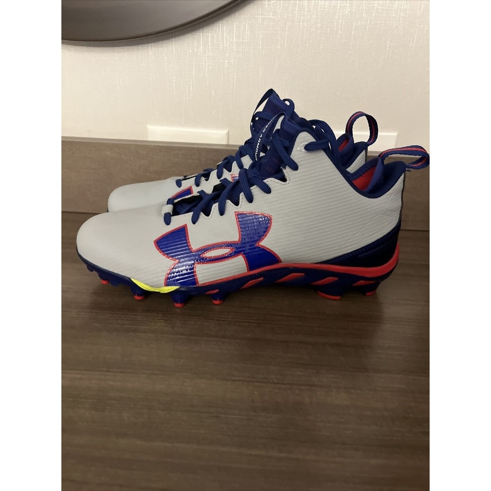 Men's Under Armour Blue/Gray Mid Football Cleats 1287493-019 Size 12.5